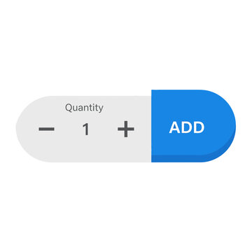Minimal blue quantity selector with plus and minus buttons and bold ADD label, perfect for e-commerce product pages and shopping app interfaces