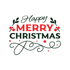 Elegant Happy Merry Christmas Greeting with Decorative Flourishes and Holiday Cheer Festive Typography Design for Cards and Decorations