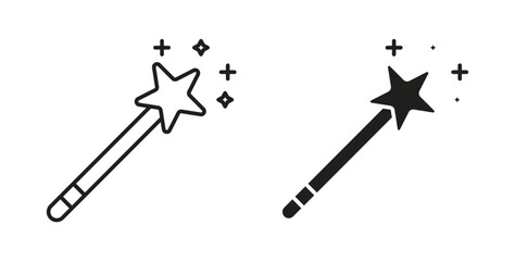 Magic wand icons set isolated on white background flat vector illustration.