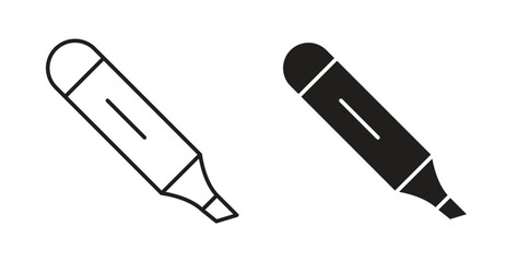 Marker icons set isolated on white background flat vector illustration.