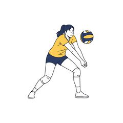 Female Volleyball Player in Dynamic Serving Action Pose.