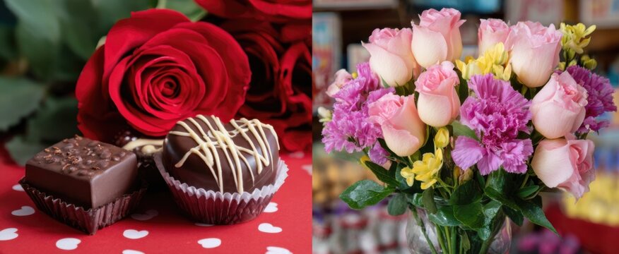 Valentines day radiates joy with delightful treats and lively blooms full of love