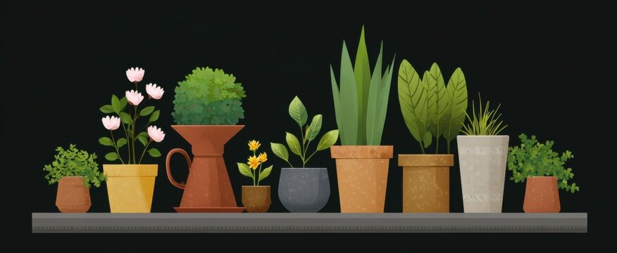 Urban gardening concept with pots sprouts joy in concrete jungles like flowers in a dream.