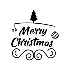 Elegant Merry Christmas Graphic Design with Tree and Ornaments for Festive Holiday Celebrations and Greetings