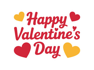 Happy valentine's day design with red and yellow hearts on white background
