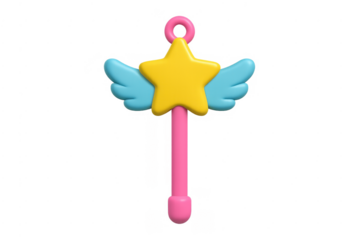 Pink magic wand with winged star icon