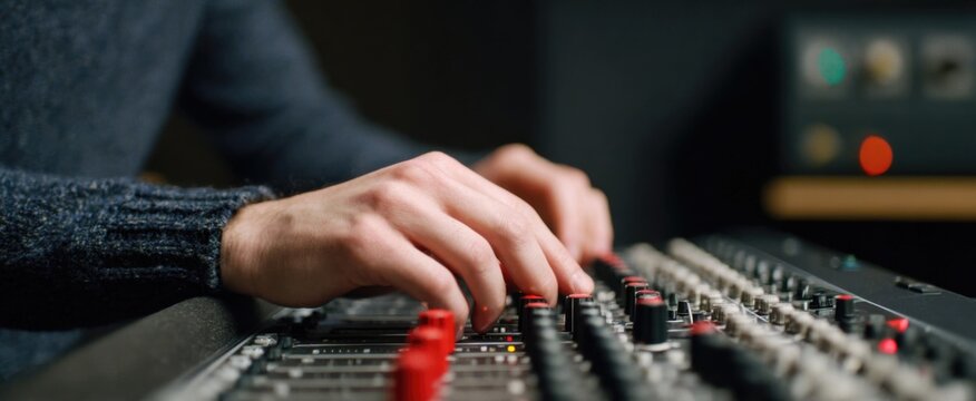 sound engineer adjusting controls on gear during a live performance