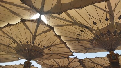 Abstract Low Angle Canopy Structure Shading Design in Masjid Al Nabawi