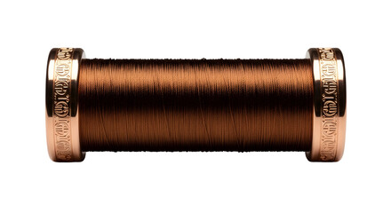Copper thread spool isolated on transparent background for electrical work