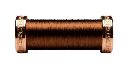 Copper thread spool isolated on transparent background for electrical work