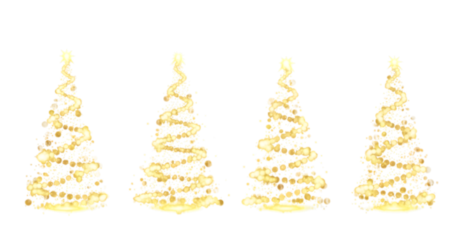 Four abstract christmas trees isolated on transparent background - Powered by Adobe