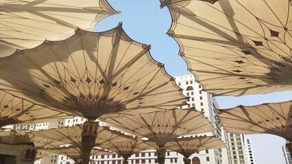 Abstract Low Angle Canopy Structure Shading Design in Masjid Al Nabawi