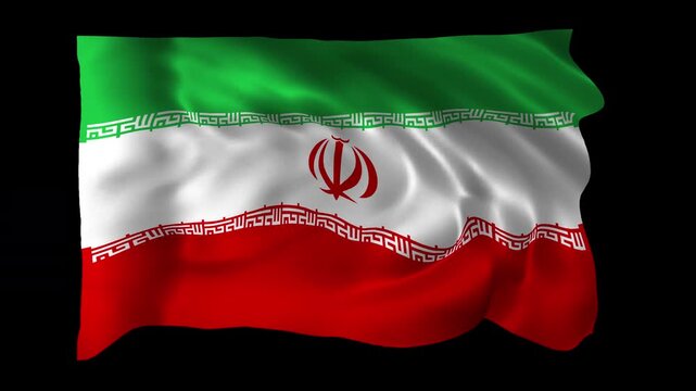 Realistic Iran flag waving in a seamless loop with alpha channel for overlays perfect for Nowruz, national events, Independence Day, cultural projects, and 4K compositing