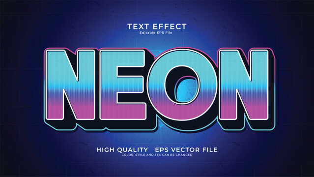Neon light 3d Text Style Effect. Editable illustrator text style.