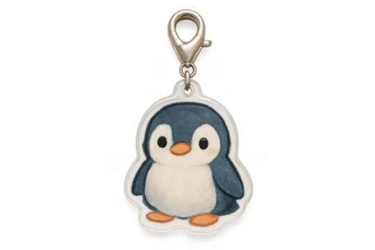 Cute penguin charm keychain with clasp
