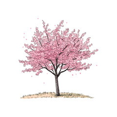 Obraz premium cherry blossom tree hand drawn vector illustration