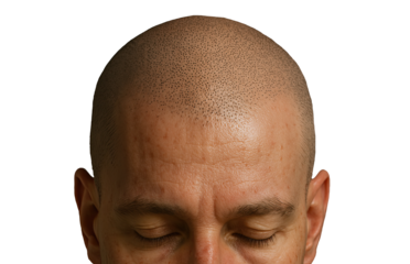 Bald Male Head Close-Up on Transparent Background — Alopecia Concept