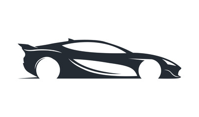 Minimalist Sports Car Silhouette Logo Design