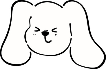 Cute excited dog head with droopy ears cartoon illustration