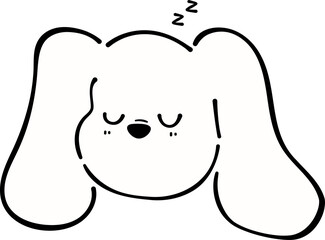 Cute sleeping dog head with droopy ears cartoon illustration