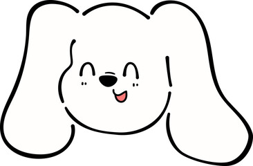 Cute happy dog head with droopy ears cartoon illustration