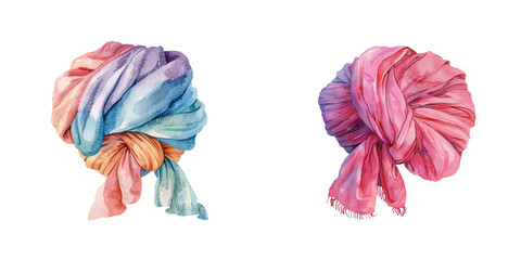cute turban watercolor vector illustration