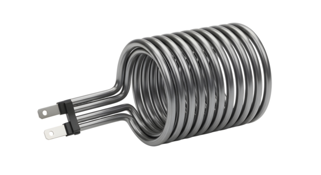 Metal coil on white background
