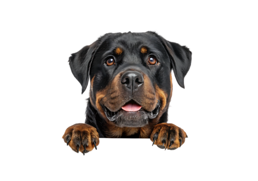  Isolated Rottweiler Dog Peeking on a Transparent Background.