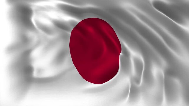 Realistic Japan flag waving in a seamless loop with detailed fabric texture perfect for National Foundation Day, Culture Day, Japanese celebrations, government events, and 4K visual presentations