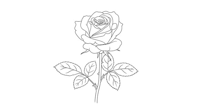 A delicate rose illustration showcasing intricate details and graceful contours, perfect for designs seeking natural beauty.
