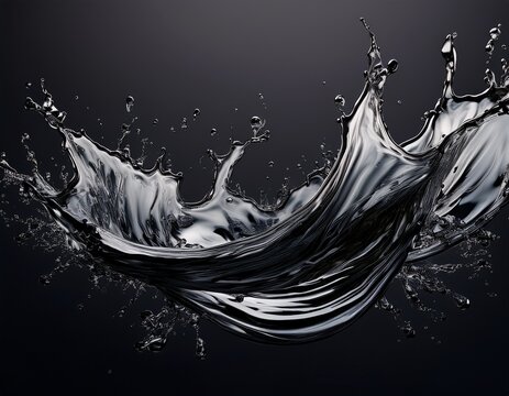 dynamic water splash action black fluid motion