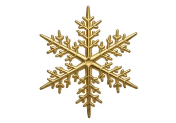 Gold snowflake isolated on transparent background