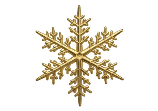 Gold snowflake isolated on transparent background