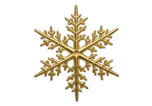 Gold snowflake isolated on transparent background