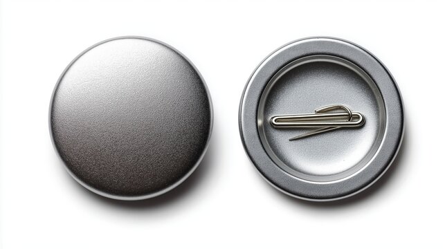 Silver Round Pinback Badge Front and Back