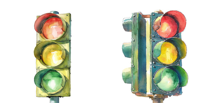 traffic light watercolor vector illustration