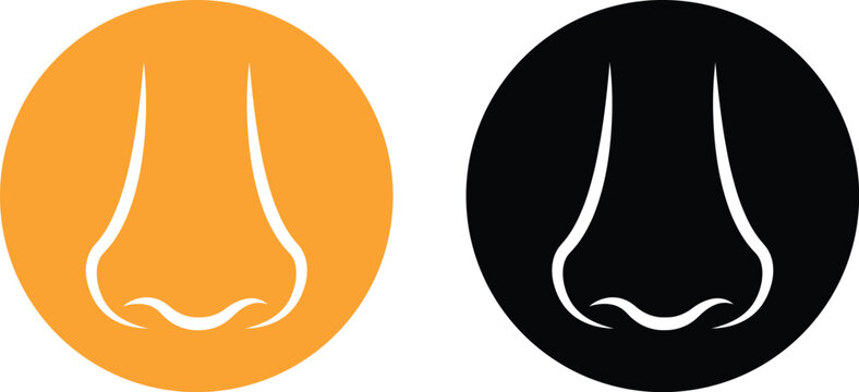 Smell nose icon set collection group in flat black line style, scent aroma odor sniff symbol pack, human sense olfactory element bundle, simple minimal outline illustration graphics vector