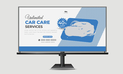 Car washing service billboard banner design template