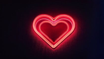 Neon Red Heart In The Dark