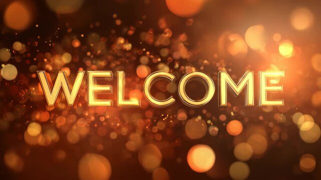 Elegant welcome message with bokeh lights a warm and inviting background for greeting cards presentations or website banners
