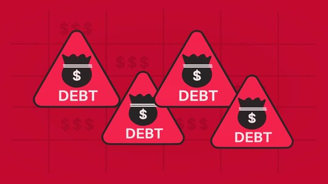 Animated concept of accumulating debt