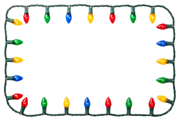 Christmas lights bulb frame decoration. isolated for design