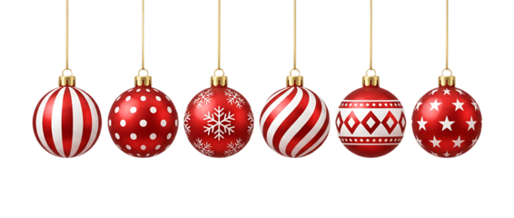 Christmas ball set, red baubles with pattern, ornaments