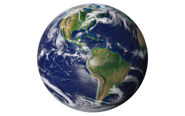 Fototapeta premium Planet Earth with visible continents and clouds isolated on a transparent background