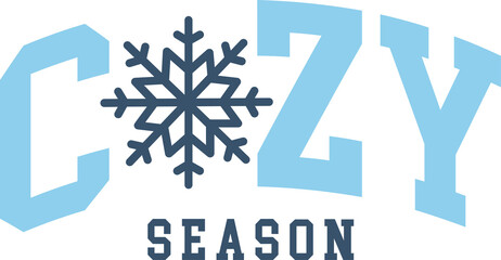 Cozy Season winter typography design on plain white transparent isolated background for card, shirt, hoodie, sweatshirt, apparel, card, tag, mug, icon, poster or badge