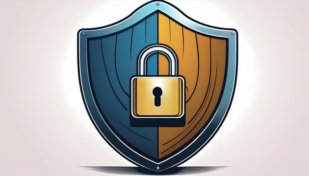 shield with padlock isolated on white