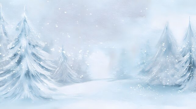 Soft winter watercolor background gentle snow trees cozy festive holiday scene perfect for invitations