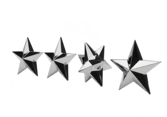 Four star rating isolated on transparent background