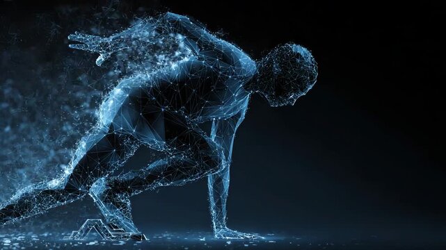 person human sport start low poly wireframe video motion - Powered by Adobe