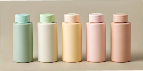 set of cosmetic bottles